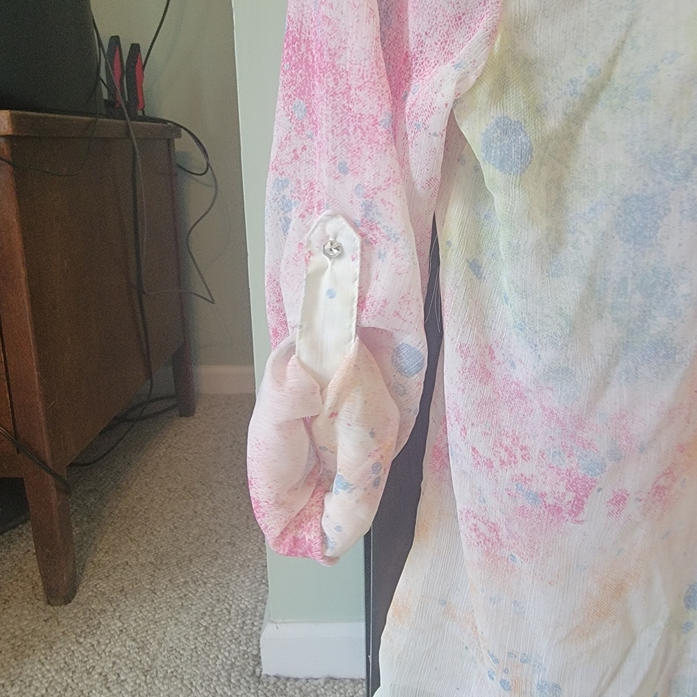 Multicolor sheer button up - Picture 5 of 7